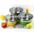 8pcs Colorful Stainless steel tableware bowl/bowl with glass lid